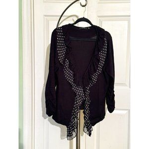 Faena Sweater, black w/polka dot fringe, Size XL